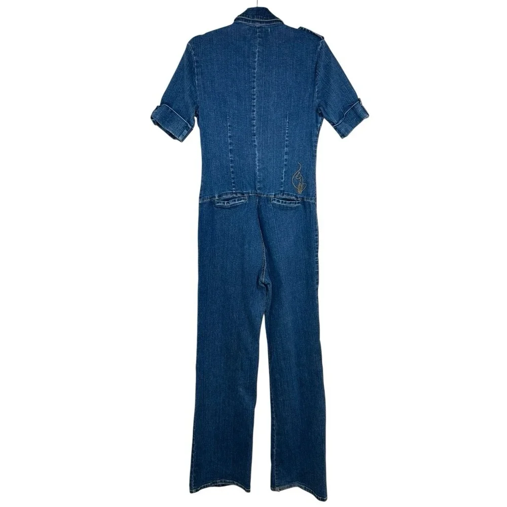 Vintage Baby Phat Denim‎ Jumpsuit Women's Size 13 Y2K Flare Leg Romper Catsuit M